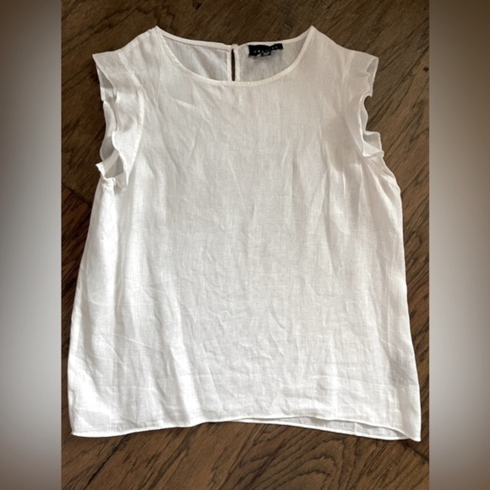 Premise 100% Linen Sleevless Blouse | White | Medium